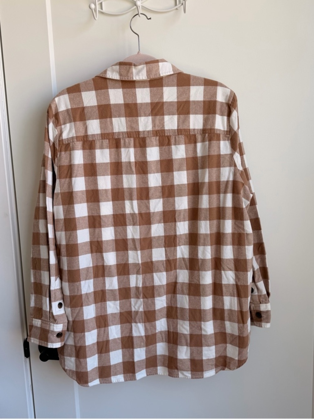J.CREW Flannel Plaid Brown White Button-Up Shirt Women’s Size L - Picture 7 of 8